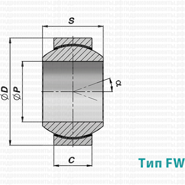 GE FW/GE FW2RS РАДИАЛЬНОЕ ШАРНИРНОЕ СОЕДИНЕНИЕ, НЕОБСЛУЖИВАЕМОЕ CONTARINI ДЛЯ ГИДРОЦИЛИНДРА